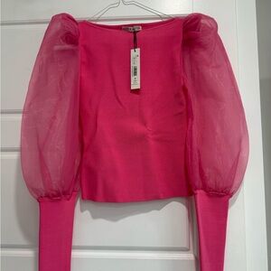 Alice + Olivia Pink Puff Sleeve Blouse with Tags